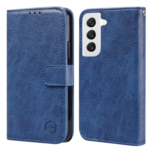 

For Samsung Galaxy S22 Skin Feeling Oil Leather Texture PU + TPU Phone Case(Dark Blue)