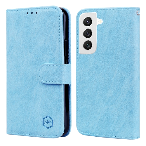 

For Samsung Galaxy S22 Skin Feeling Oil Leather Texture PU + TPU Phone Case(Light Blue)