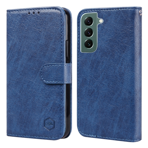 

For Samsung Galaxy S22+ Skin Feeling Oil Leather Texture PU + TPU Phone Case(Dark Blue)