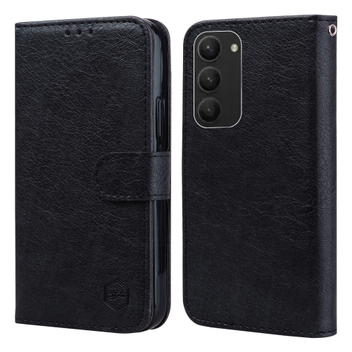 For Samsung Galaxy S23+ 5G Skin Feeling Oil Leather Texture PU + TPU Phone Case(Black) for oppo a98 5g denim texture casual style horizontal flip leather case khaki