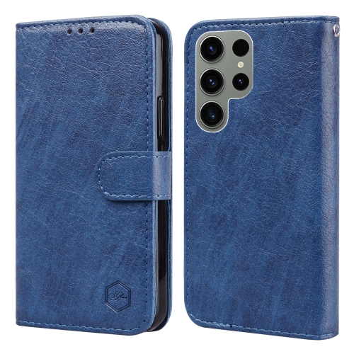 

For Samsung Galaxy S23 Ultra Skin Feeling Oil Leather Texture PU + TPU Phone Case(Dark Blue)