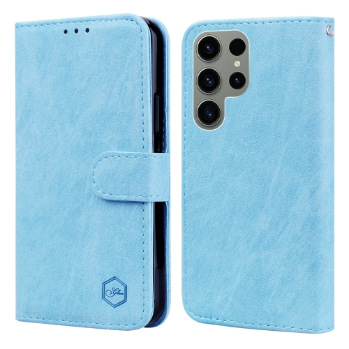 

For Samsung Galaxy S23 Ultra Skin Feeling Oil Leather Texture PU + TPU Phone Case(Light Blue)
