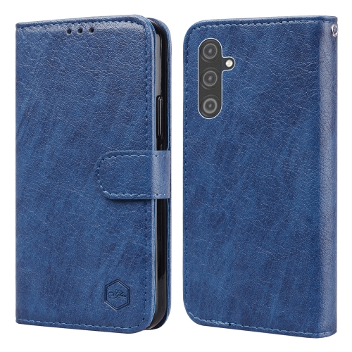 

For Samsung Galaxy A24 4G / A25 5G Skin Feeling Oil Leather Texture PU + TPU Phone Case(Dark Blue)
