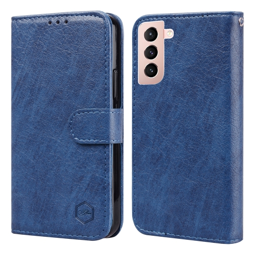 

For Samsung Galaxy S21 Skin Feeling Oil Leather Texture PU + TPU Phone Case(Dark Blue)