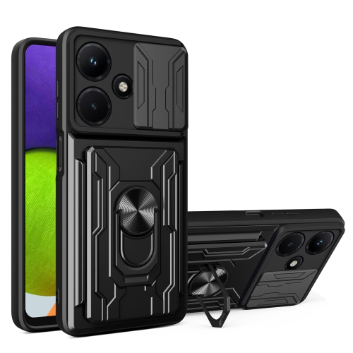 

For Infinix Hot 30i Sliding Camshield TPU+PC Phone Case with Card Slot(Black)