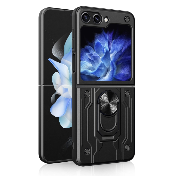 

For Samsung Galaxy Z Flip6 Magnetic Holder TPU+PC Phone Case(Black)