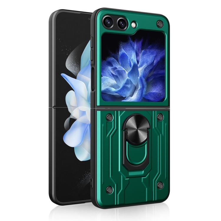

For Samsung Galaxy Z Flip6 Magnetic Holder TPU+PC Phone Case(Dark Green)