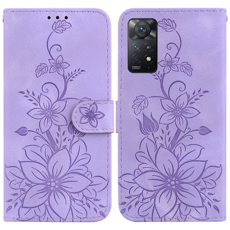 

For Xiaomi Redmi Note 11 Pro 4G/5G Global Lily Embossed Leather Phone Case(Purple)