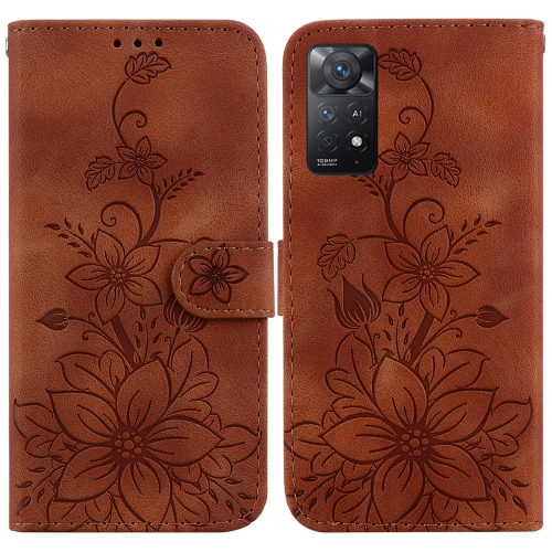 

For Xiaomi Redmi Note 11 Pro 4G/5G Global Lily Embossed Leather Phone Case(Brown)