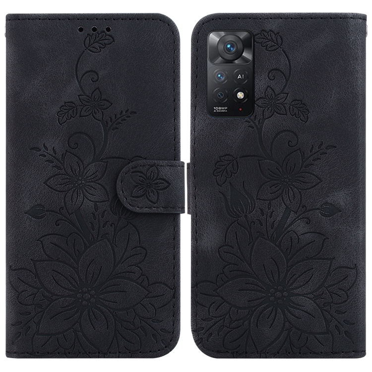 

For Xiaomi Redmi Note 11 Pro 4G/5G Global Lily Embossed Leather Phone Case(Black)