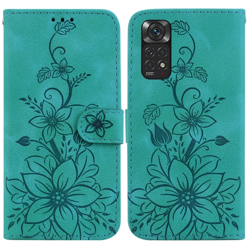 

For Xiaomi Redmi Note 11 Global / Note 11S Lily Embossed Leather Phone Case(Green)