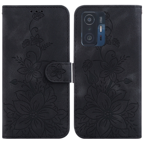 

For Xiaomi 11T / 11T Pro Lily Embossed Leather Phone Case(Black)