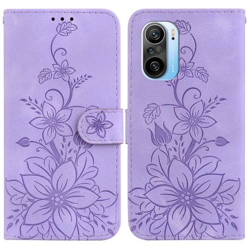 

For Xiaomi Redmi K40/K40 Pro / Poco F3 Lily Embossed Leather Phone Case(Purple)