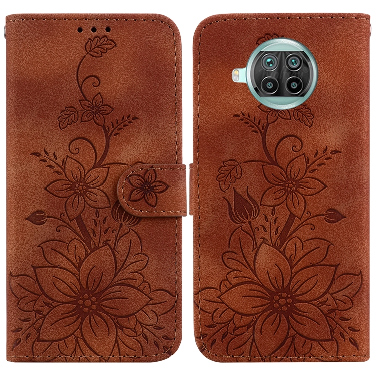 

For Xiaomi Mi 10T Lite 5G / Mi 10i 5G Lily Embossed Leather Phone Case(Brown)
