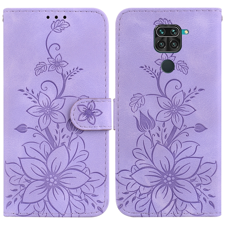 

For Xiaomi Redmi Note 9 / 10X 4G Lily Embossed Leather Phone Case(Purple)
