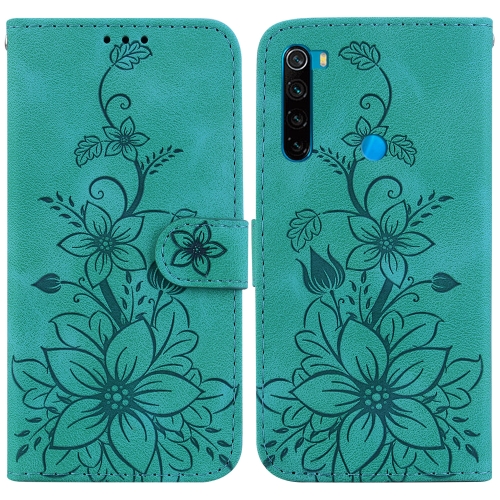 

For Xiaomi Redmi Note 8T Lily Embossed Leather Phone Case(Green)