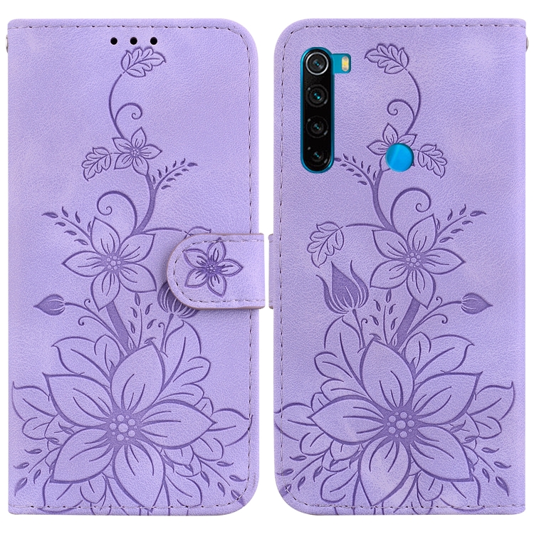 

For Xiaomi Redmi Note 8 Lily Embossed Leather Phone Case(Purple)