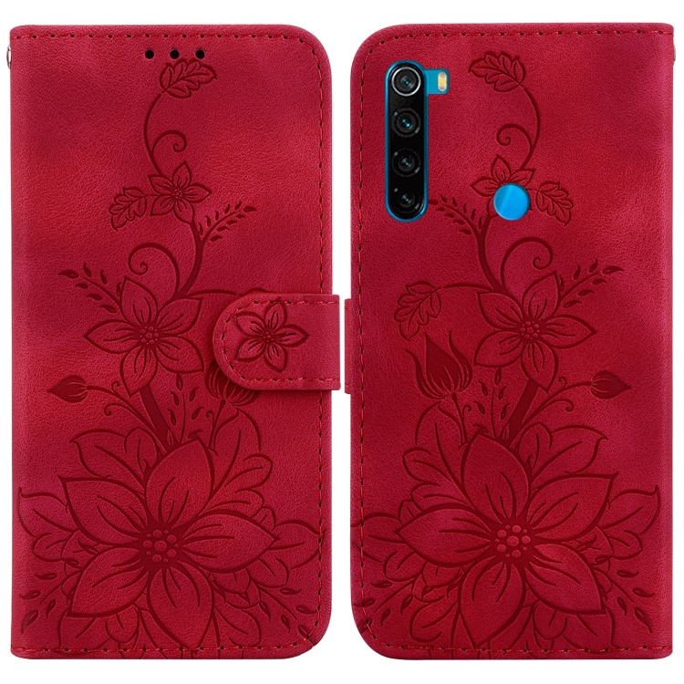 

For Xiaomi Redmi Note 8 Lily Embossed Leather Phone Case(Red)