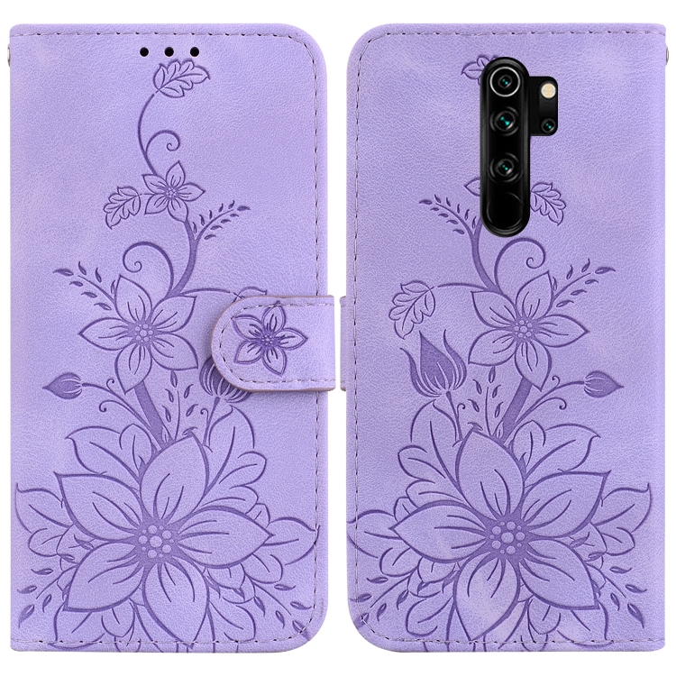 

For Xiaomi Redmi Note 8 Pro Lily Embossed Leather Phone Case(Purple)