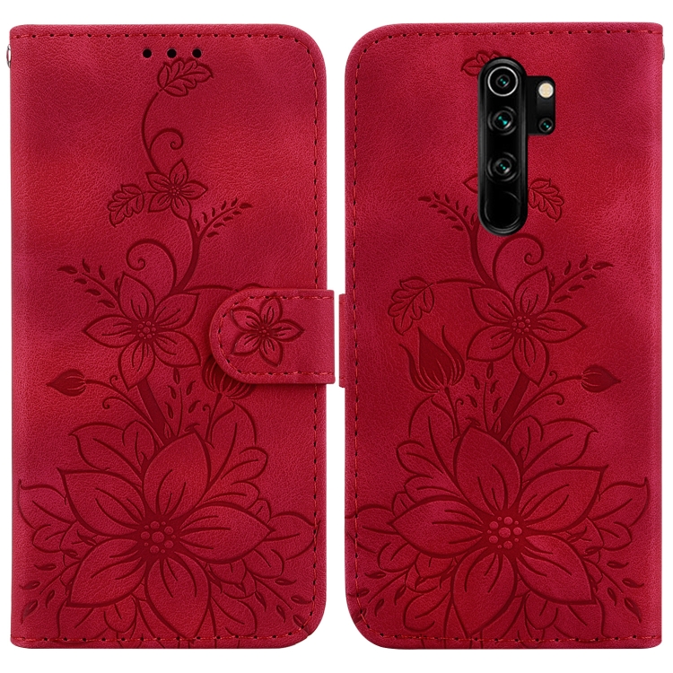 

For Xiaomi Redmi Note 8 Pro Lily Embossed Leather Phone Case(Red)