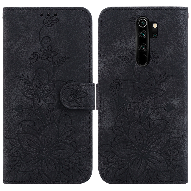 

For Xiaomi Redmi Note 8 Pro Lily Embossed Leather Phone Case(Black)