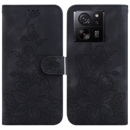 

For Xiaomi 13T / 13T Pro / Redmi K60 Ultra Lily Embossed Leather Phone Case(Black)