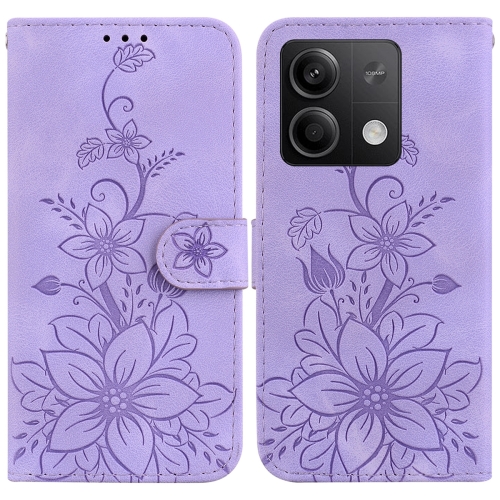 

For Xiaomi Redmi Note 13 5G Lily Embossed Leather Phone Case(Purple)