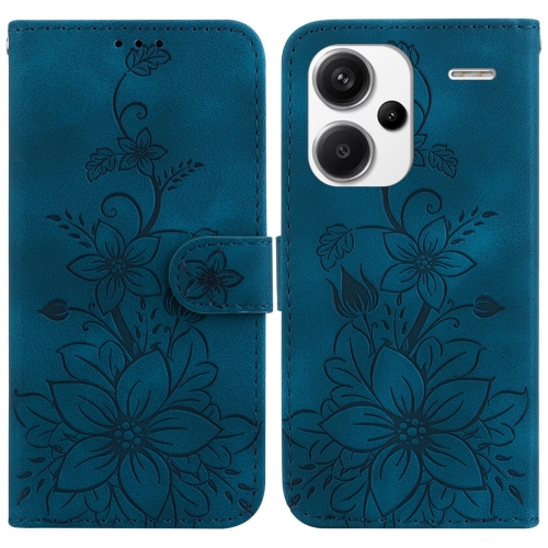 

For Xiaomi Redmi Note 13 Pro+ 5G Lily Embossed Leather Phone Case(Dark Blue)