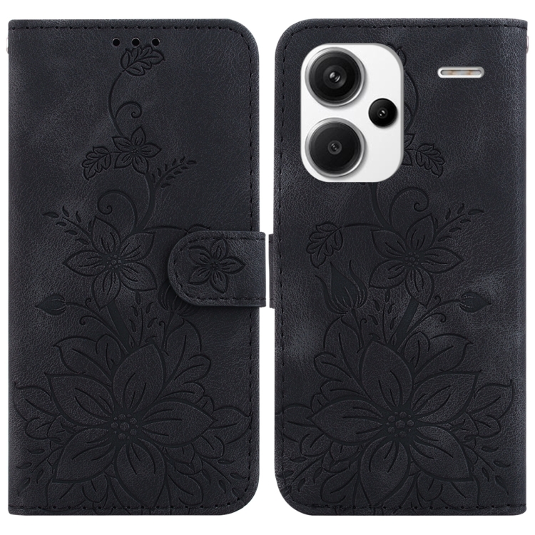 

For Xiaomi Redmi Note 13 Pro+ 5G Lily Embossed Leather Phone Case(Black)