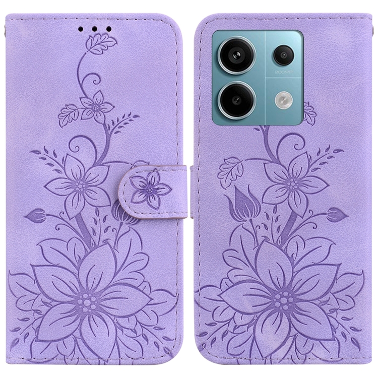 

For Xiaomi Redmi Note 13 Pro 5G Lily Embossed Leather Phone Case(Purple)