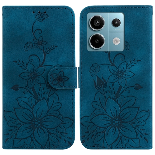 

For Xiaomi Redmi Note 13 Pro 5G Lily Embossed Leather Phone Case(Dark Blue)