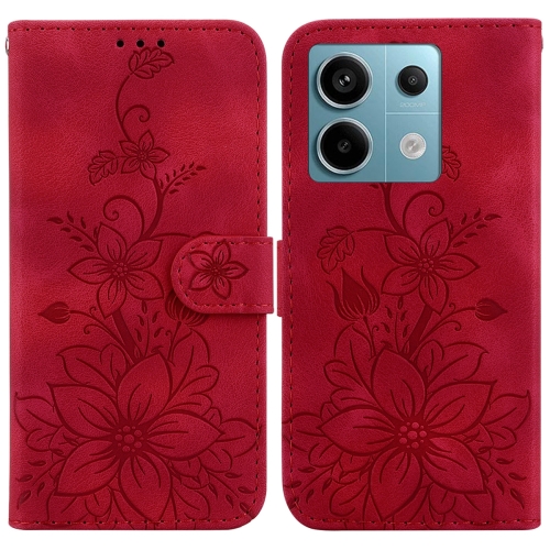 

For Xiaomi Redmi Note 13 Pro 5G Lily Embossed Leather Phone Case(Red)