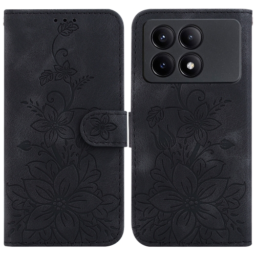 

For Xiaomi Redmi K70E / Poco X6 Pro Lily Embossed Leather Phone Case(Black)