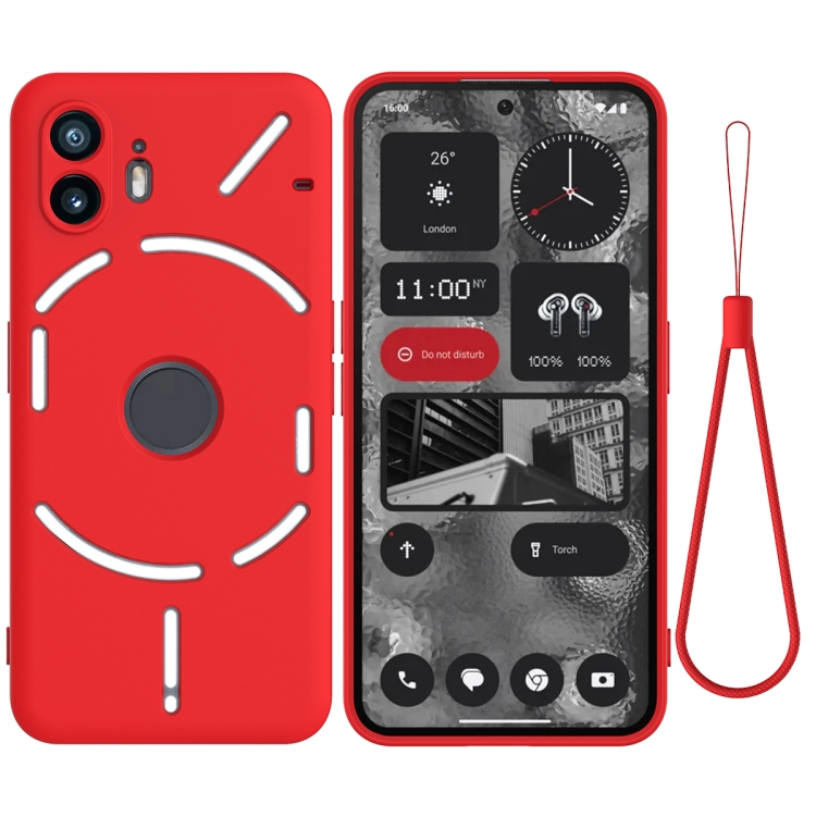

For Nothing Phone 2 Pure Color Liquid Silicone Shockproof Phone Case(Red)