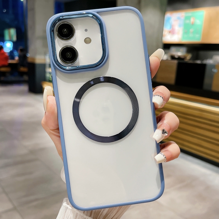 

For iPhone 11 Plating Magsafe TPU + Acrylic Phone Case(Blue)