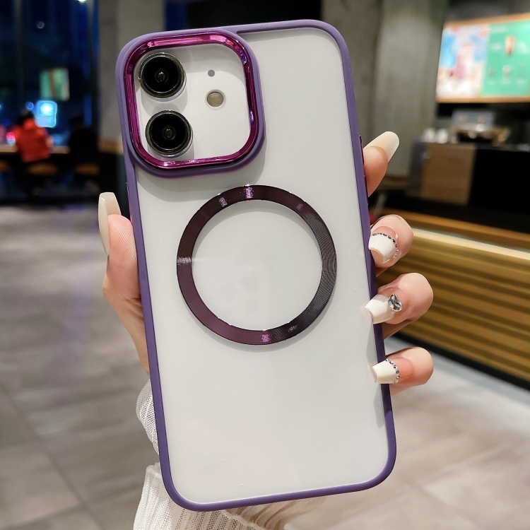 

For iPhone 12 Plating Magsafe TPU + Acrylic Phone Case(Purple)