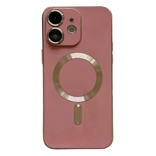 

For iPhone 11 Magsafe Plating TPU Phone Case with Lens Film(Rose Red)