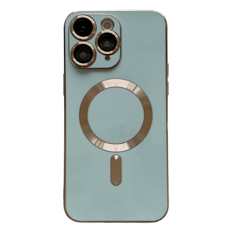 

For iPhone 11 Pro Max Magsafe Plating TPU Phone Case with Lens Film(Light Green)