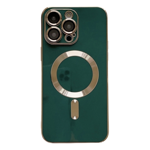 

For iPhone 12 Pro Magsafe Plating TPU Phone Case with Lens Film(Green)