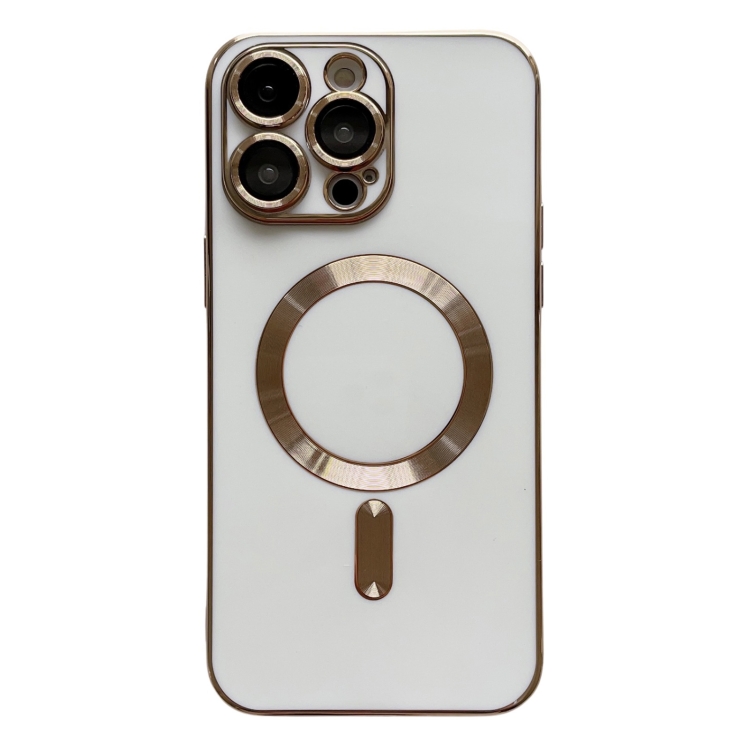 

For iPhone 12 Pro Magsafe Plating TPU Phone Case with Lens Film(White)