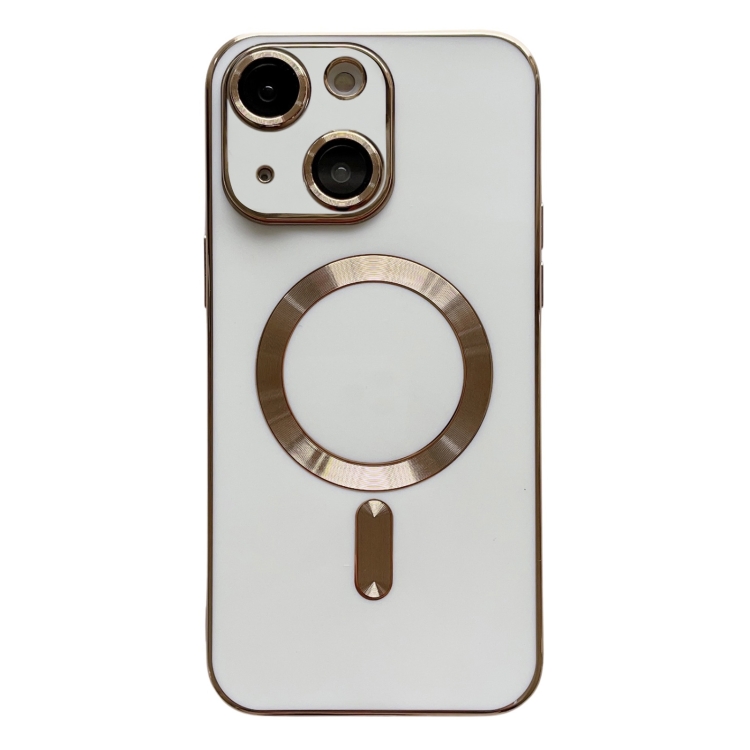 

For iPhone 13 Magsafe Plating TPU Phone Case with Lens Film(White)