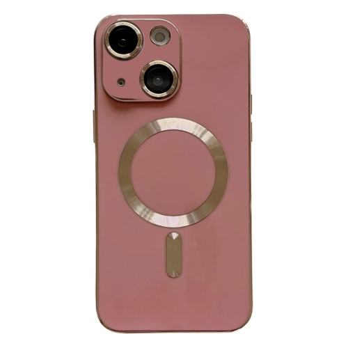 

For iPhone 13 Magsafe Plating TPU Phone Case with Lens Film(Rose Red)
