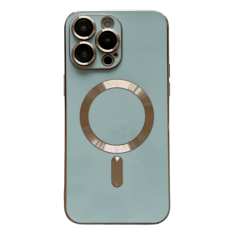 

For iPhone 14 Pro Magsafe Plating TPU Phone Case with Lens Film(Light Green)