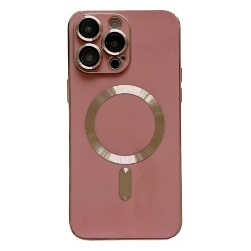 

For iPhone 14 Pro Magsafe Plating TPU Phone Case with Lens Film(Rose Red)
