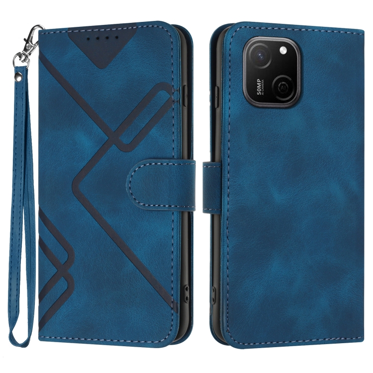

For Huawei Maimang A20 Line Pattern Skin Feel Leather Phone Case(Royal Blue)