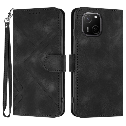 

For Huawei Maimang A20 Line Pattern Skin Feel Leather Phone Case(Black)