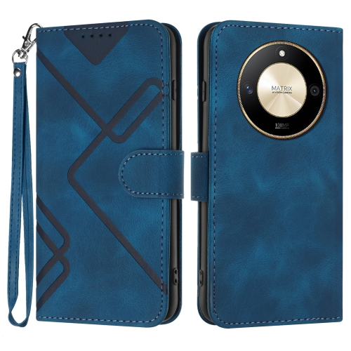

For Honor X50 Line Pattern Skin Feel Leather Phone Case(Royal Blue)