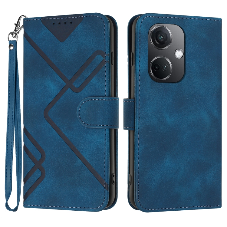 

For OPPO K11 Line Pattern Skin Feel Leather Phone Case(Royal Blue)