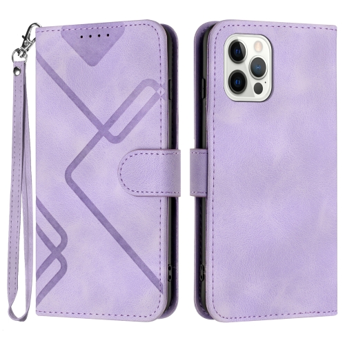 For iPhone 15 Pro Max Line Pattern Skin Feel Leather Phone Case(Light Purple) for iphone 6 7 8 se 2020 se 2022 line pattern skin feel leather phone case light blue
