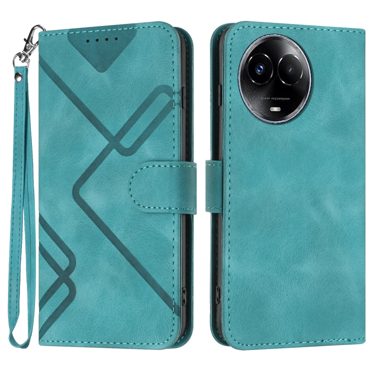 

For Realme 11 Line Pattern Skin Feel Leather Phone Case(Light Blue)